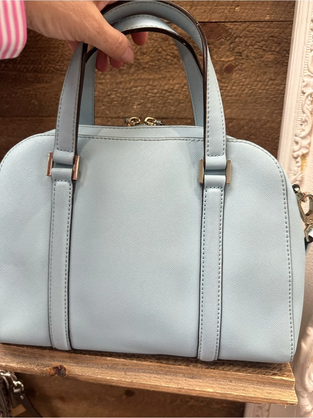 Kate Spade New York Light Blue Saffiano Leather Satchel Crossbody